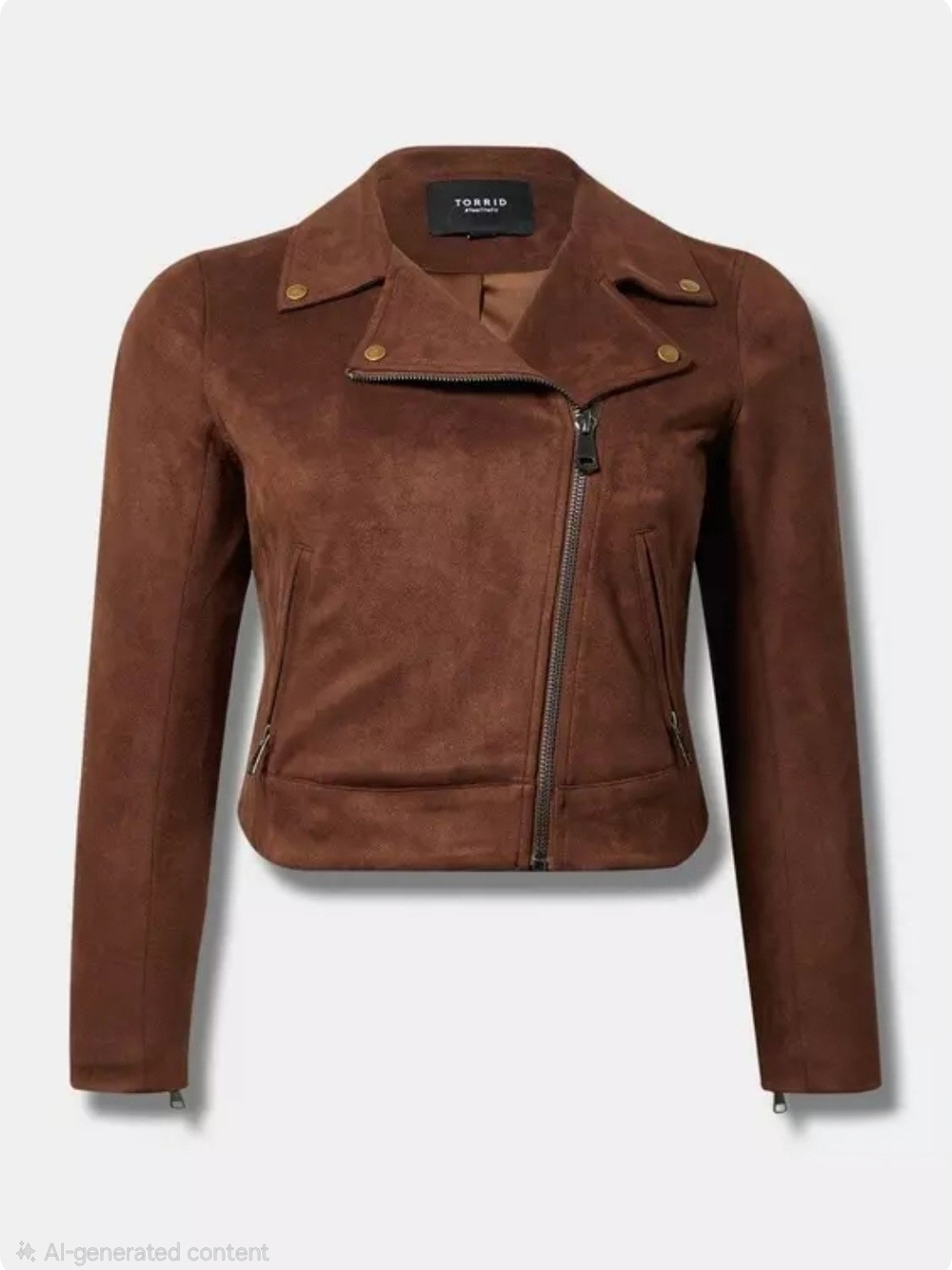 Torrid Rich Brown Faux Suede Asymmetrical Moto Jacket Size 00 (M/L) 10 NWT